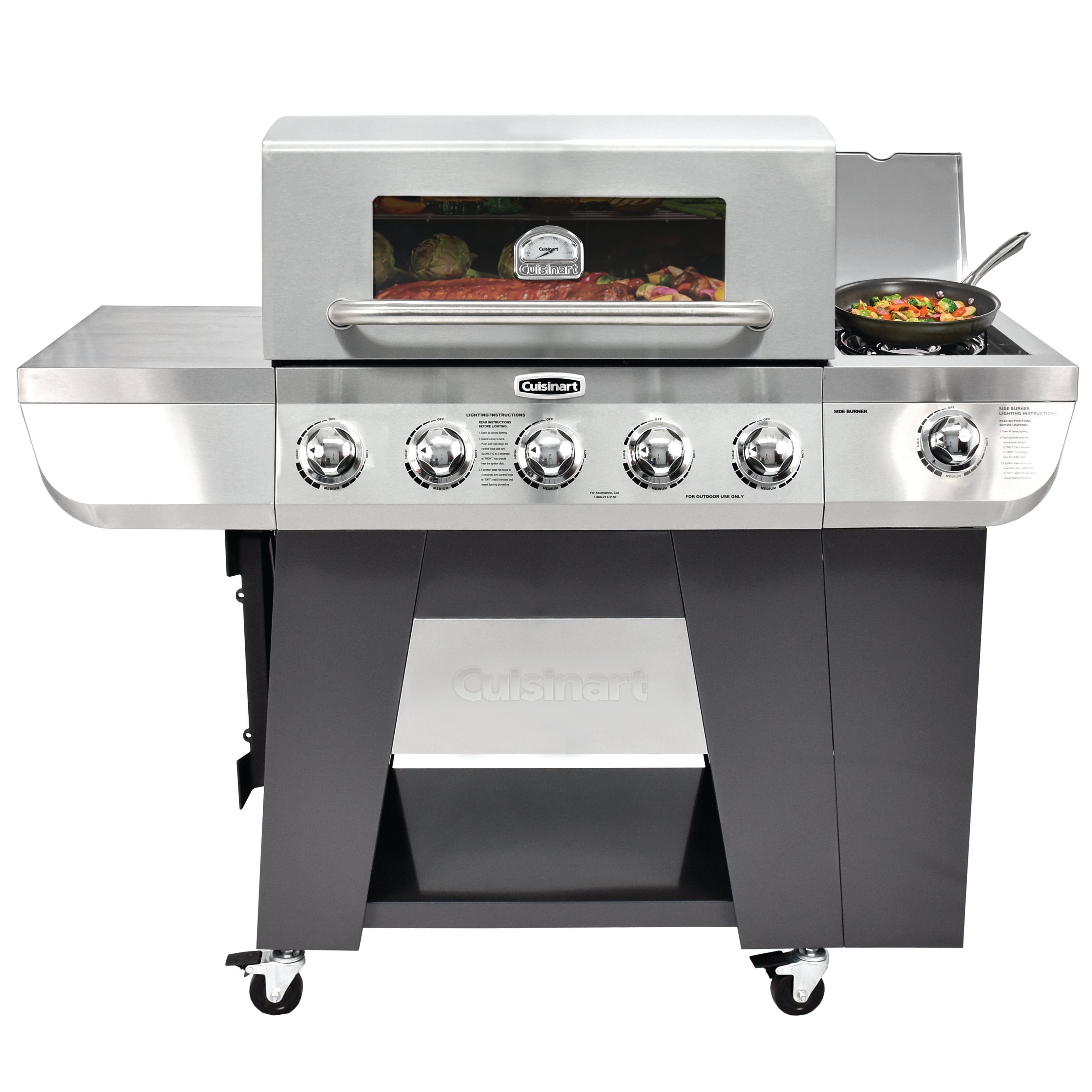 Cuisinart 3 In 1 Stainless Five Burner Propane Gas Grill with Side Bur Fair Game Group