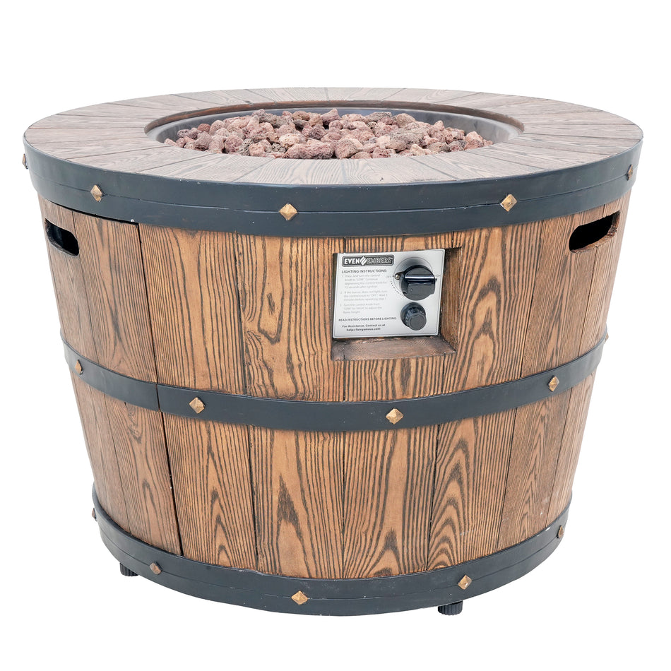 Even Embers 34 in. Whiskey Barrel Gas Fire Pit