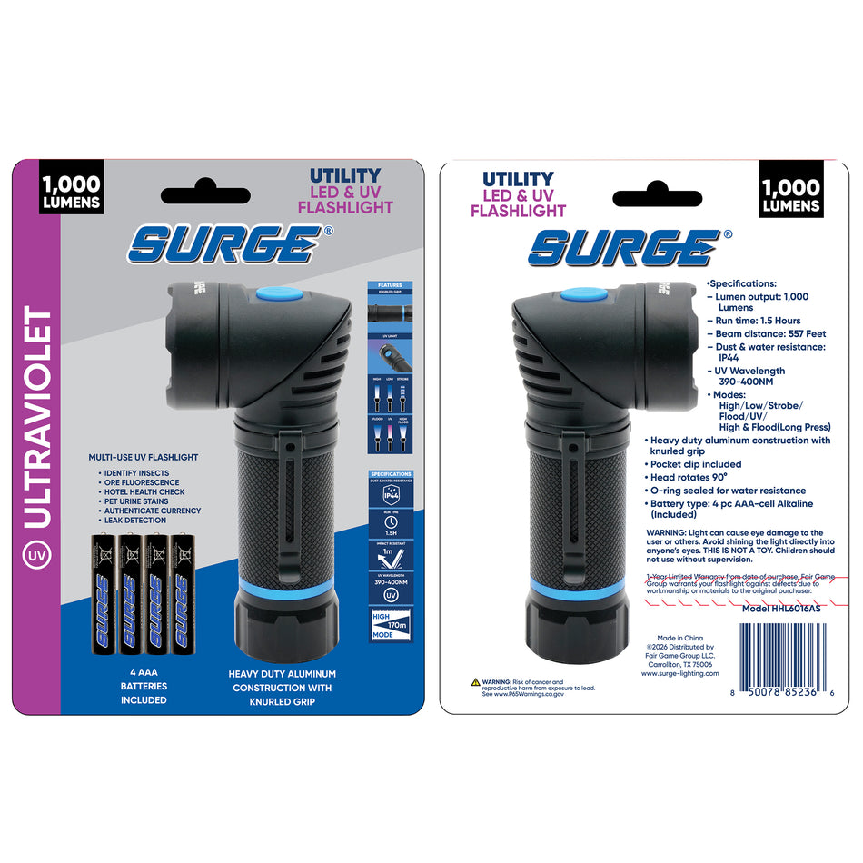 Surge® 1,000 Lumen Alkaline Flashlight & UV Light