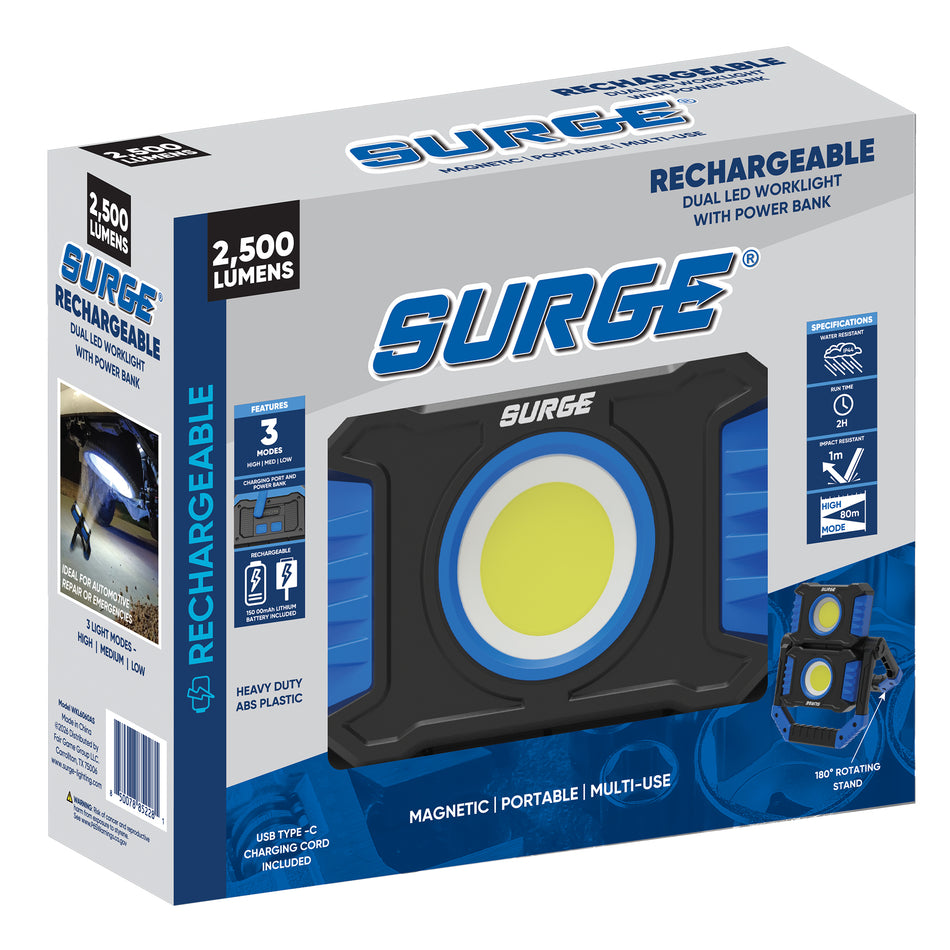 Surge® 2,500 Lumen Rechargeable Worklight with Power Bank