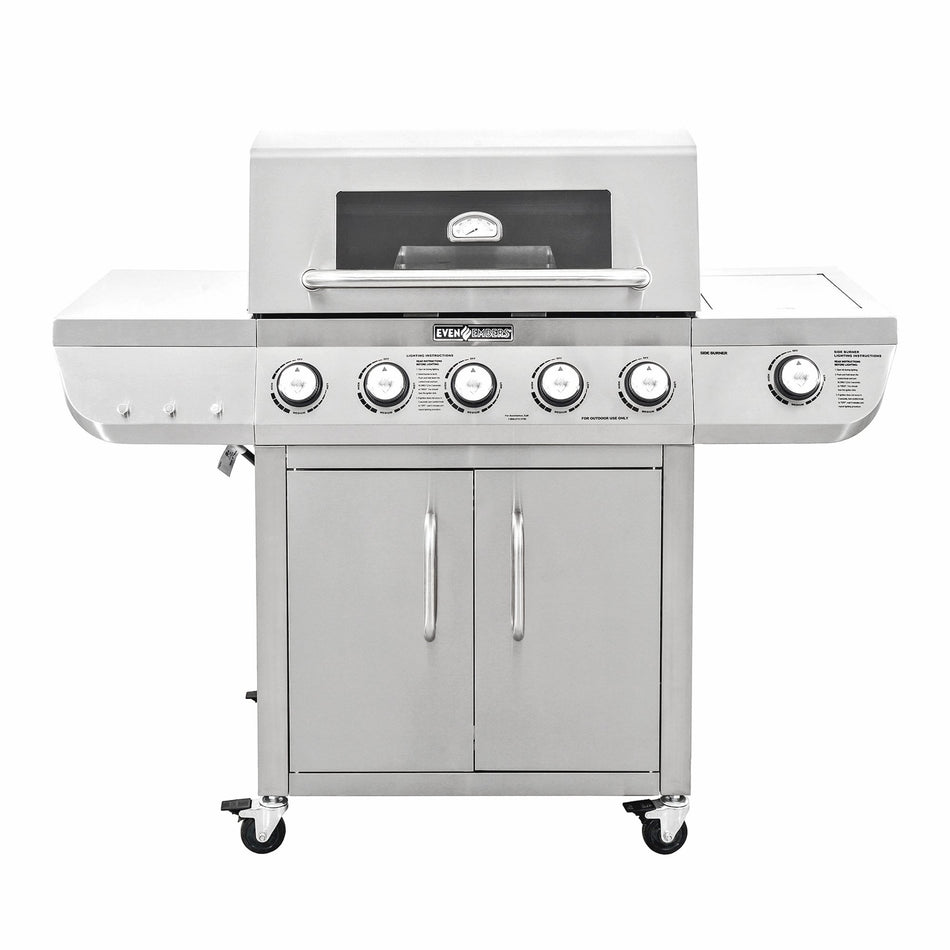Even Embers® 5-Burner Stainless Steel Gas Grill with Window - Inactive